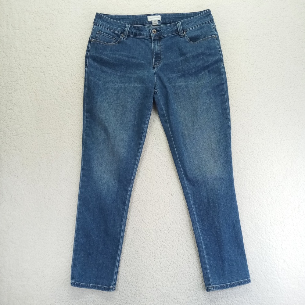 Liz Claiborne‎ Womens Boyfriend Jeans Size 10 Medium Wash Blue Stretch Straight